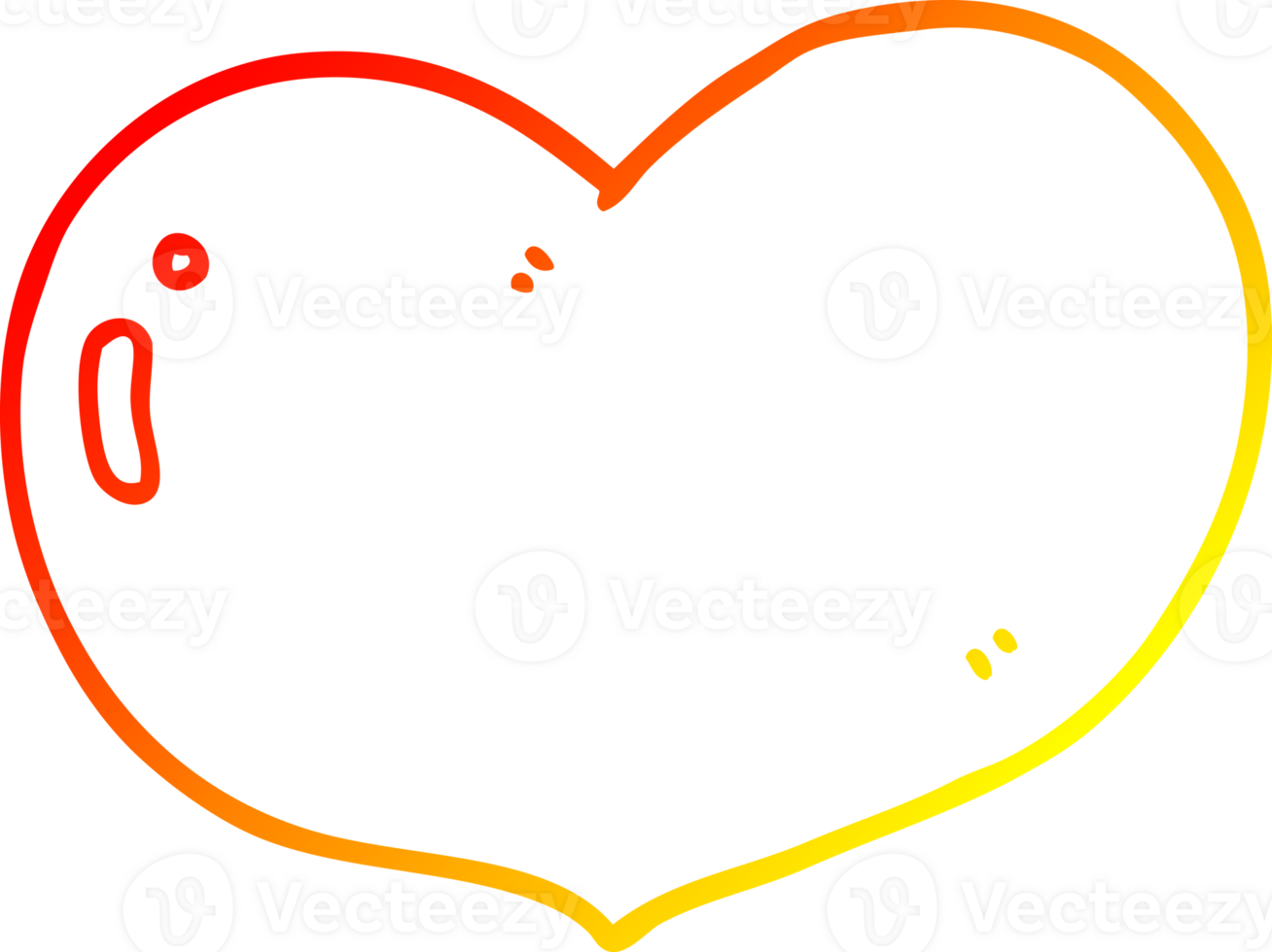 warm gradient line drawing cartoon love heart png