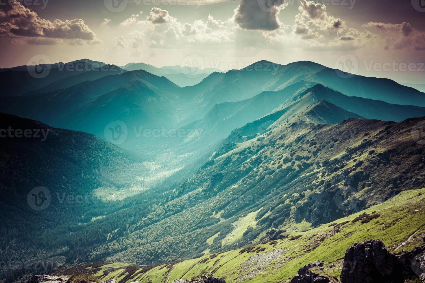 View from Kasprowy Wierch Summit in the Polish Tatra Mountains photo