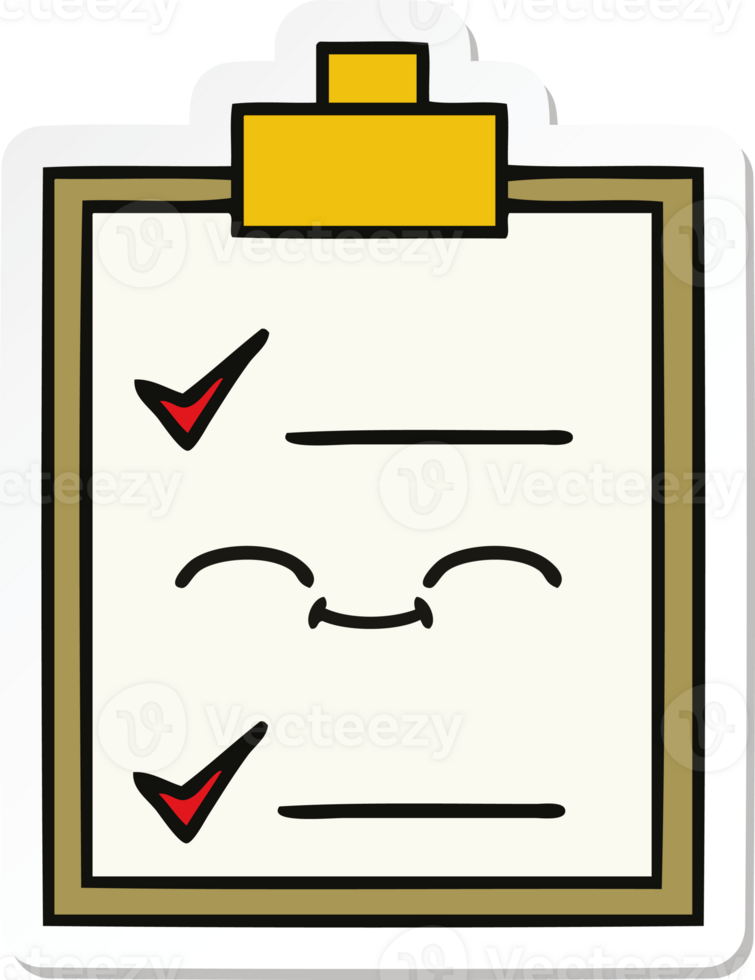 sticker of a cute cartoon check list png