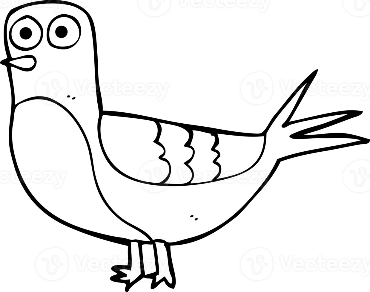 black and white cartoon pigeon png