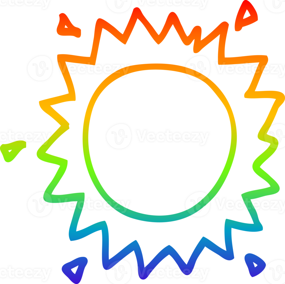 rainbow gradient line drawing cartoon sun png