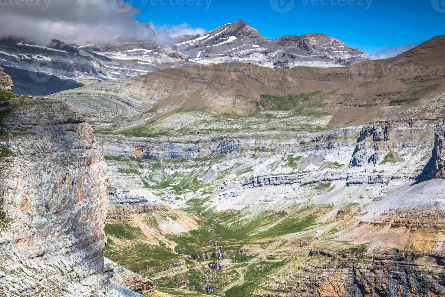 Sight of Monte Perdido and Ordesa's valley in the spanish national park Ordesa and Monte Perdido, Pyrenees photo