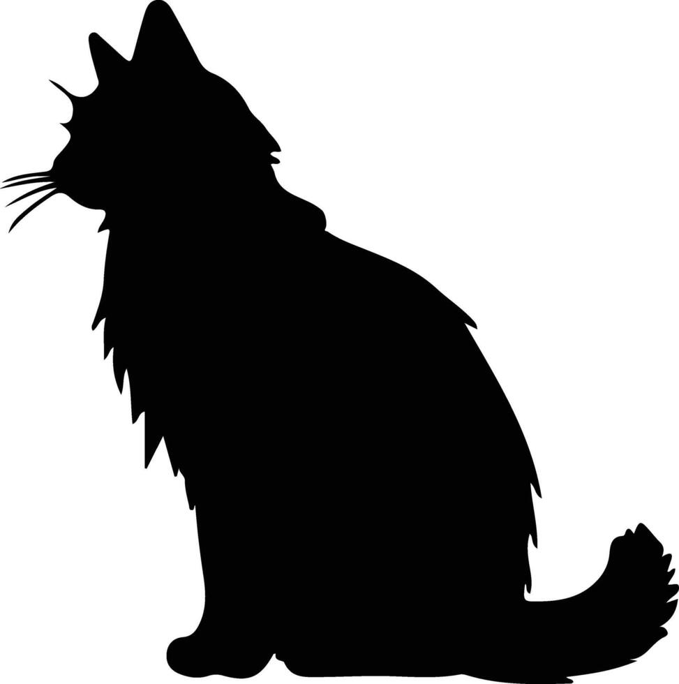 Turkish Angora Cat  black silhouette vector