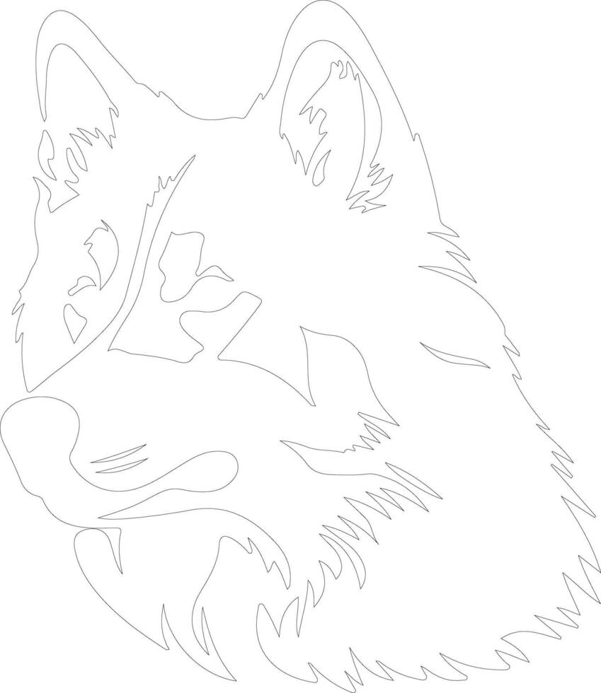 Alaskan Malamute  outline silhouette vector