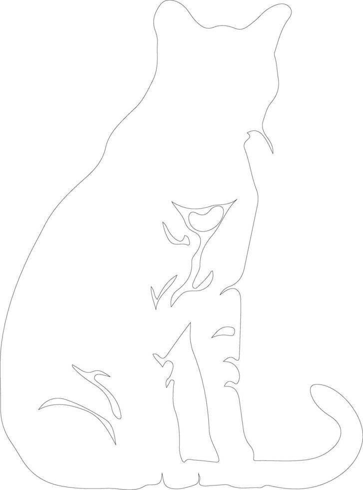 African wild cat  outline silhouette vector