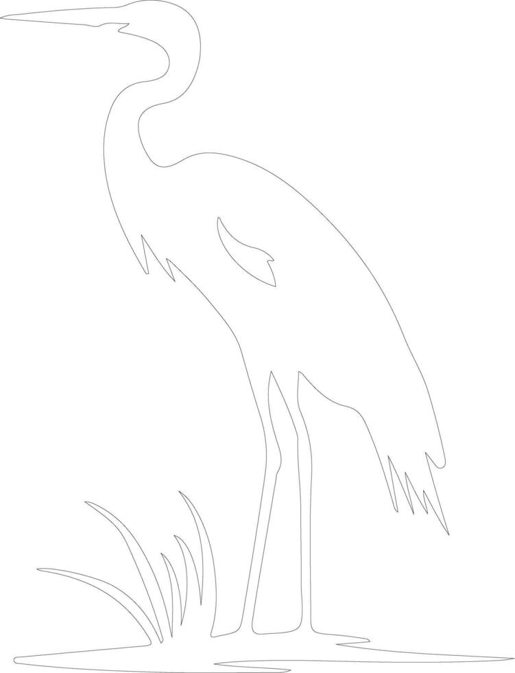 great egret  outline silhouette vector