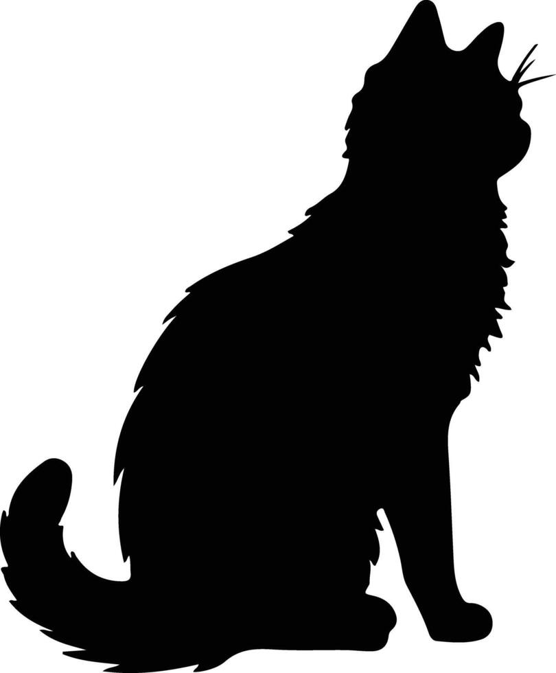 Mekong Bobtail Cat  black silhouette vector