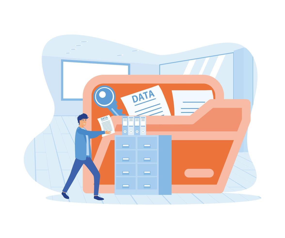 Data management and protection creative metaphor. flat vector modern illustration
