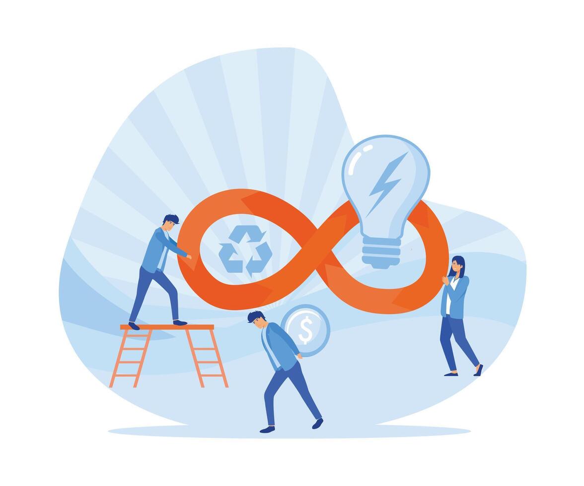 Circular economy. Waste recycling, efficient energy consumption and management. flat vector modern illustration