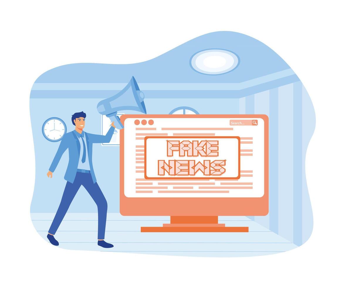 Stop fake news and misinformation spreading on internet and media concept. flat vector modern illustration