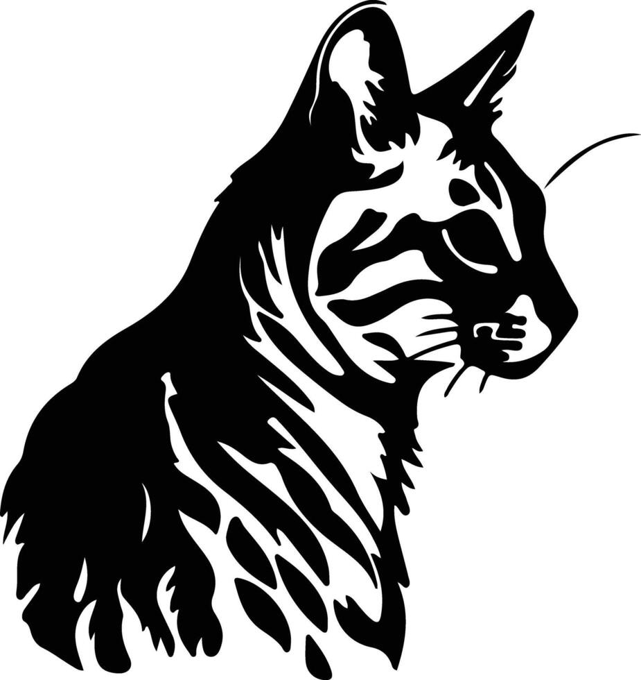 Rusty-spotted Cat  silhouette portrait vector