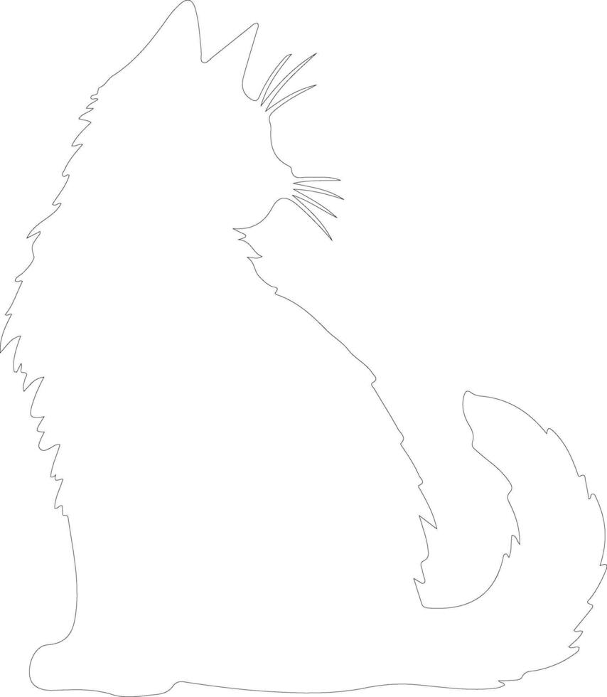 Turkish Angora Cat  outline silhouette vector