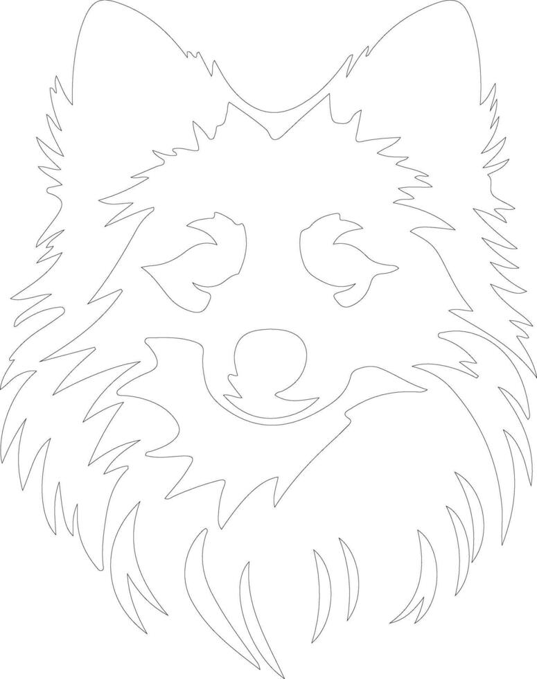 American Eskimo Dog  outline silhouette vector