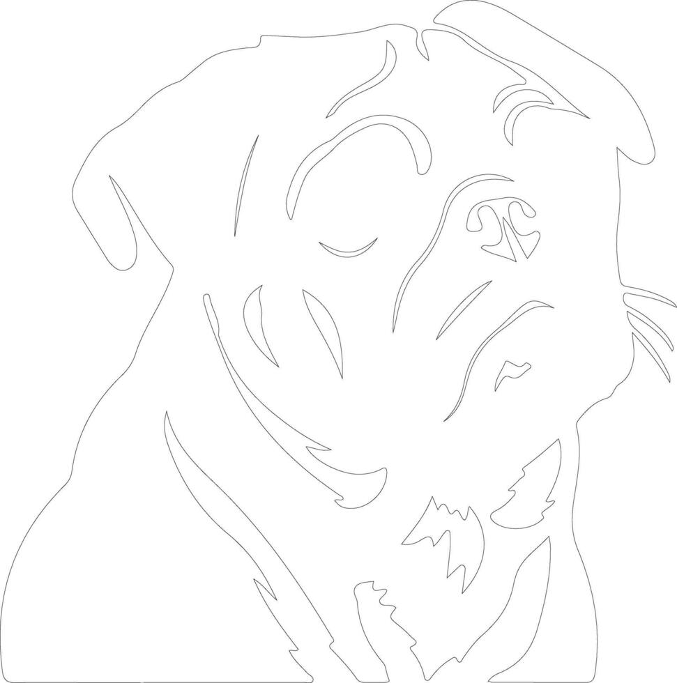 Pug  outline silhouette vector