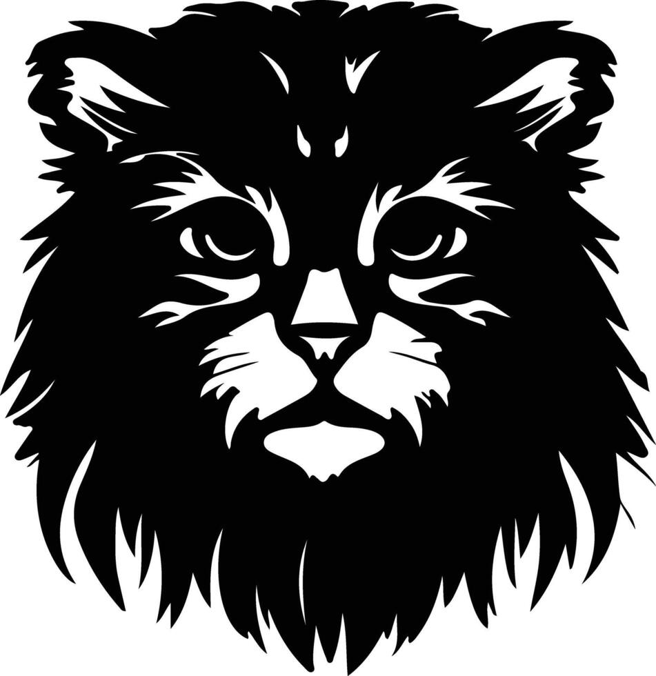 Pallass Cat  silhouette portrait vector