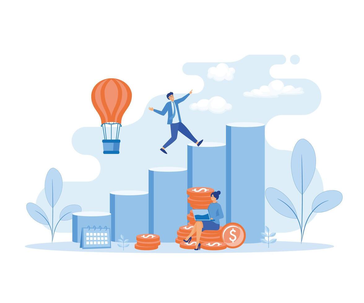 Business growth concept for web page, banner, presentation, social media, document, card, poster. flat vector modern illustration