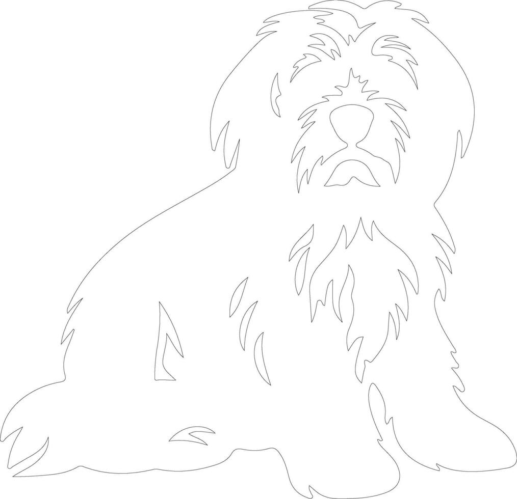 Tibetan Terrier outline silhouette vector