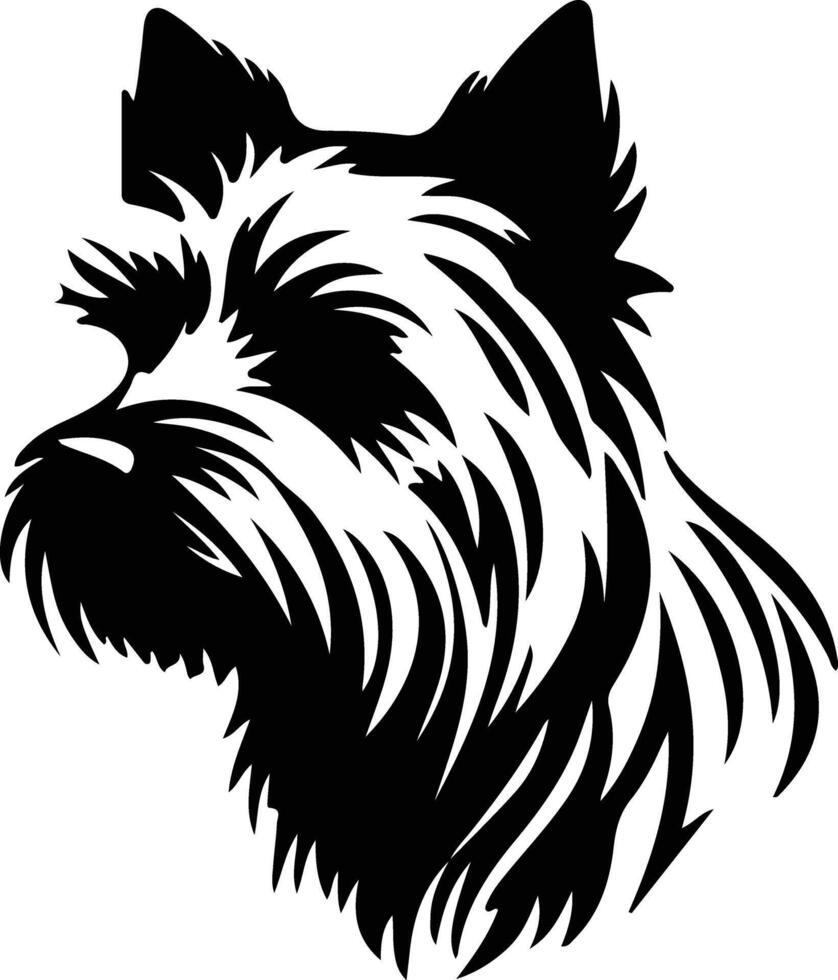 sedoso terrier silueta retrato vector