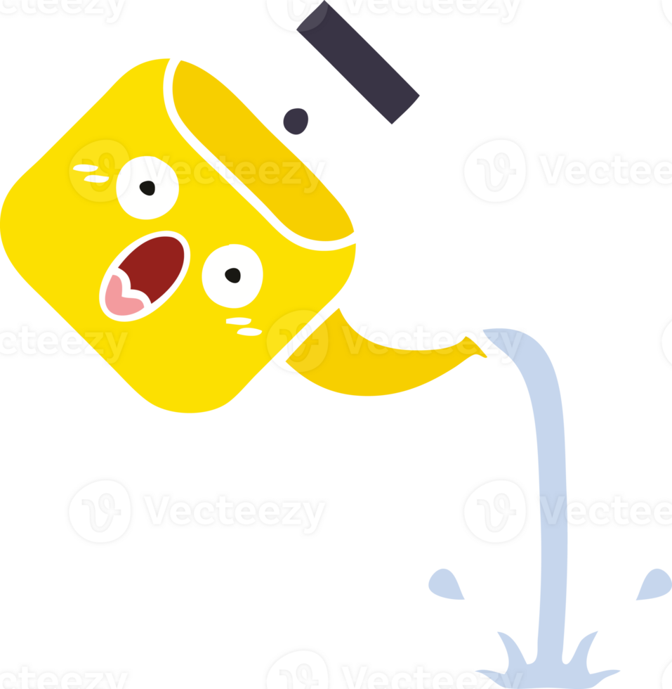 flat color retro cartoon pouring kettle png