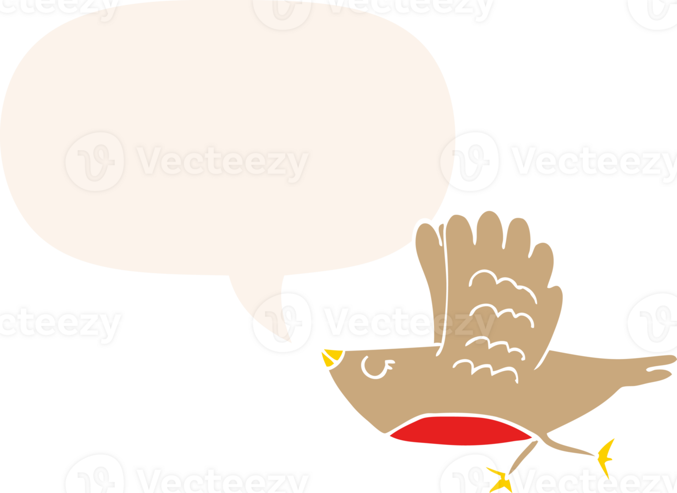 cartoon bird and speech bubble in retro style png