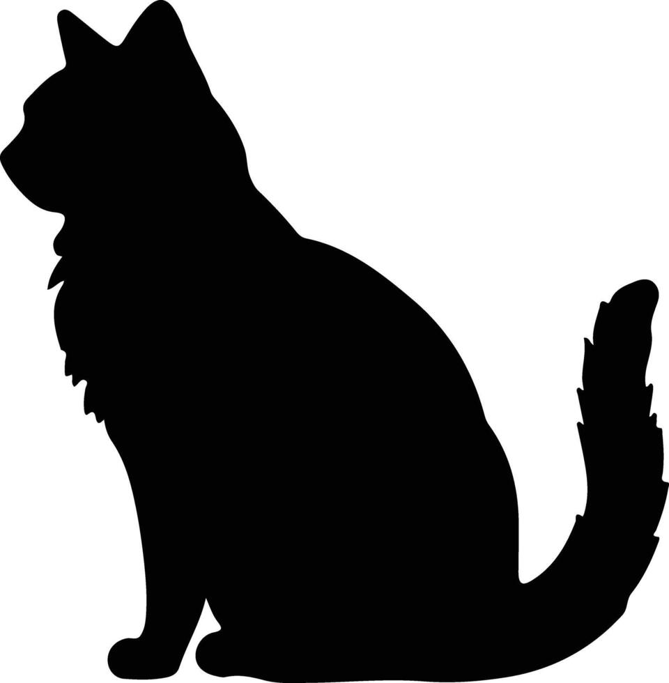 Mekong Bobtail Cat  black silhouette vector