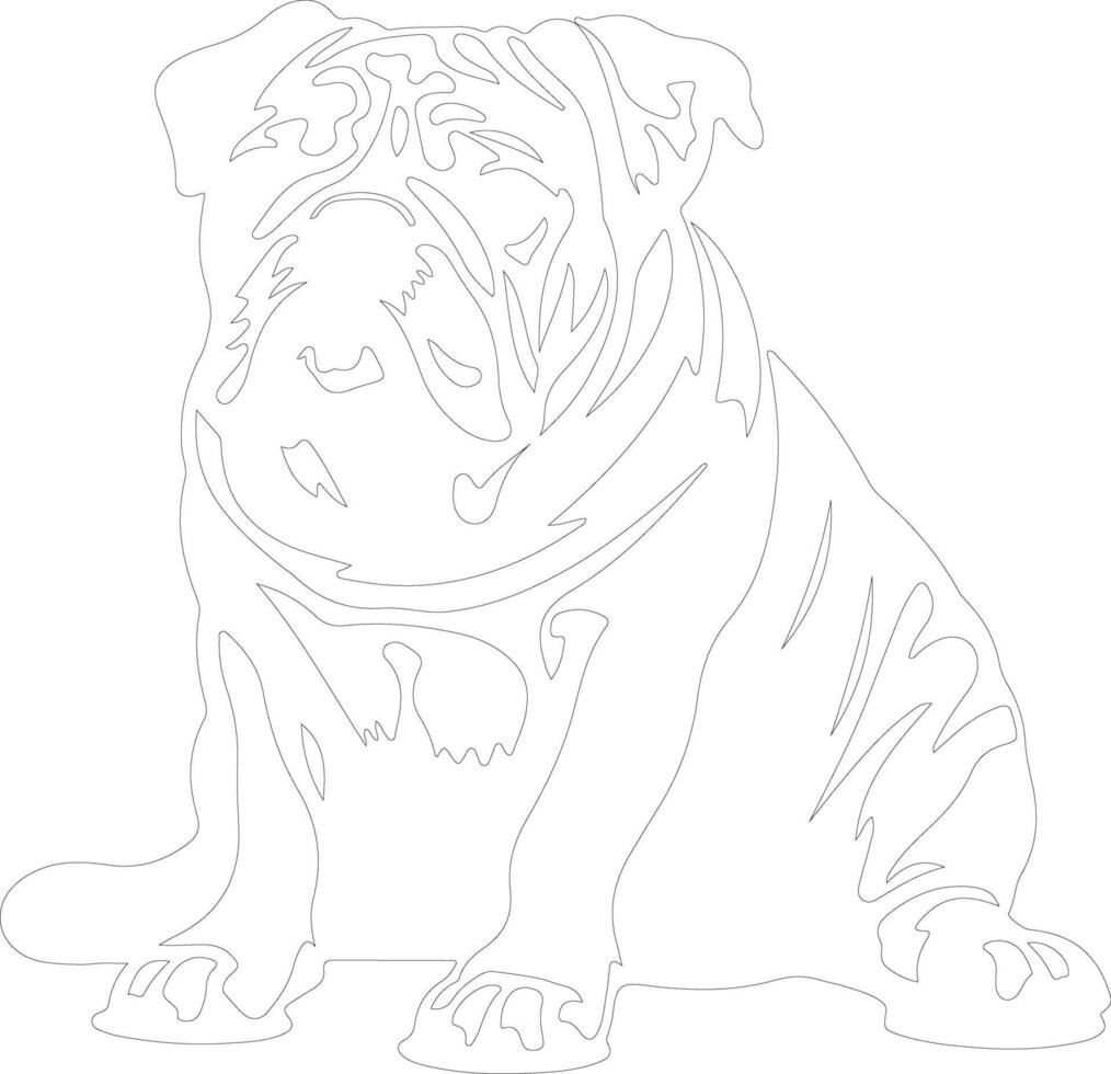 English Bulldog  outline silhouette vector