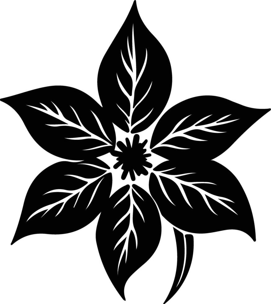 flor de pascua planta negro silueta vector