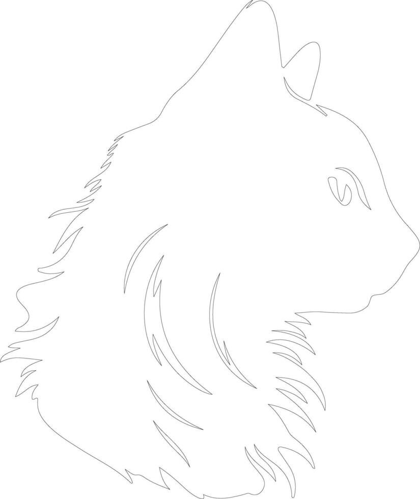 American Curl Cat  outline silhouette vector