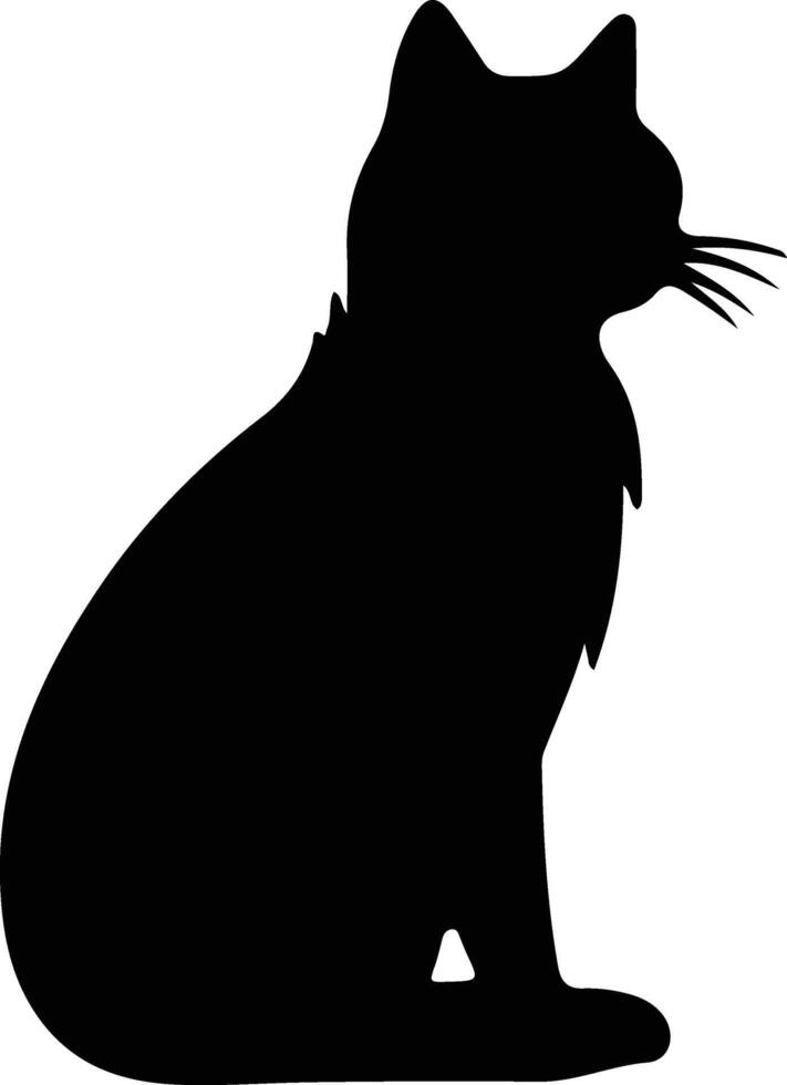 Russian White Black and Tabby Cat  black silhouette vector