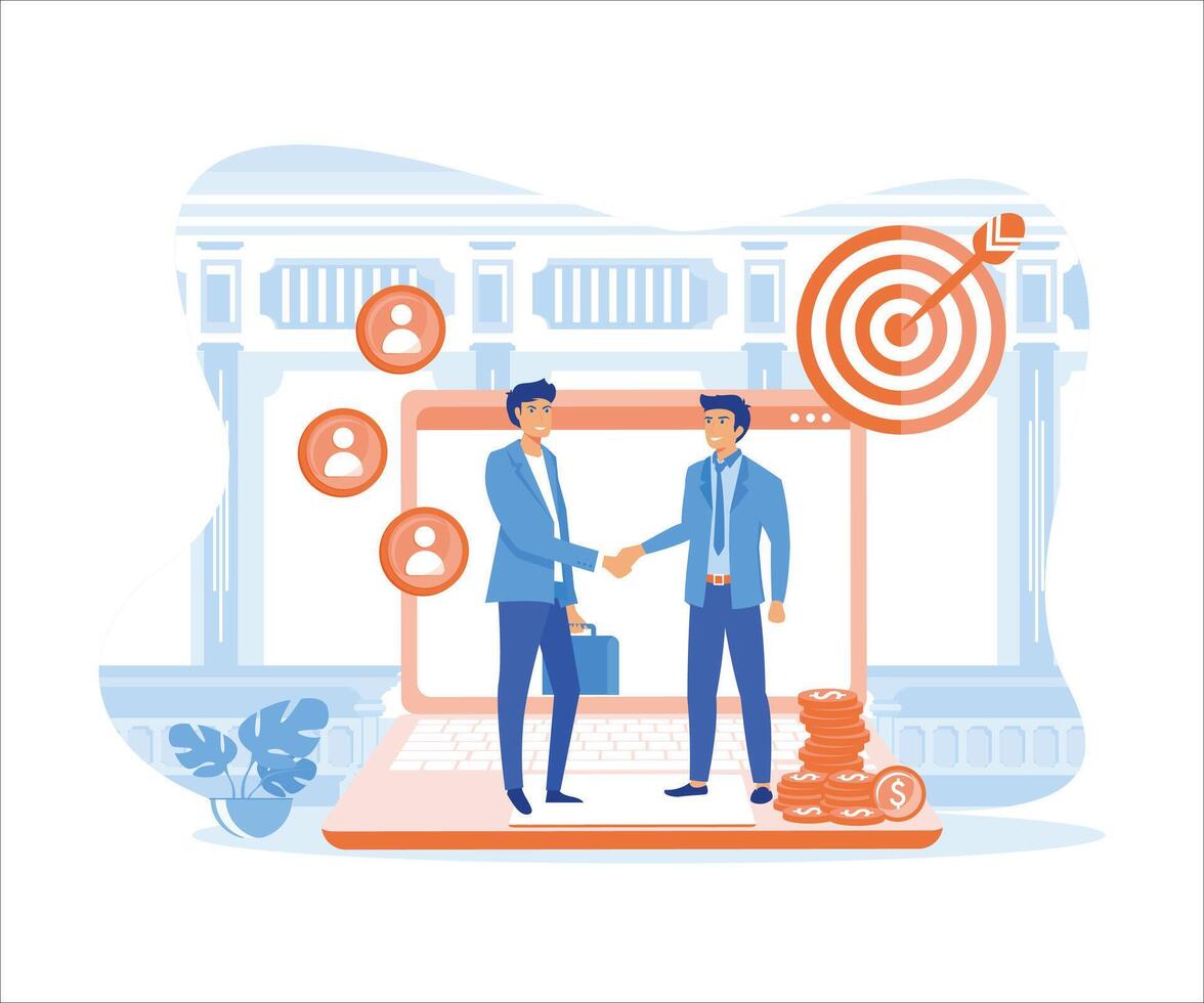 Affiliate marketing, cost effective marketing solution, affiliate marketing management concept. flat vector modern illustration