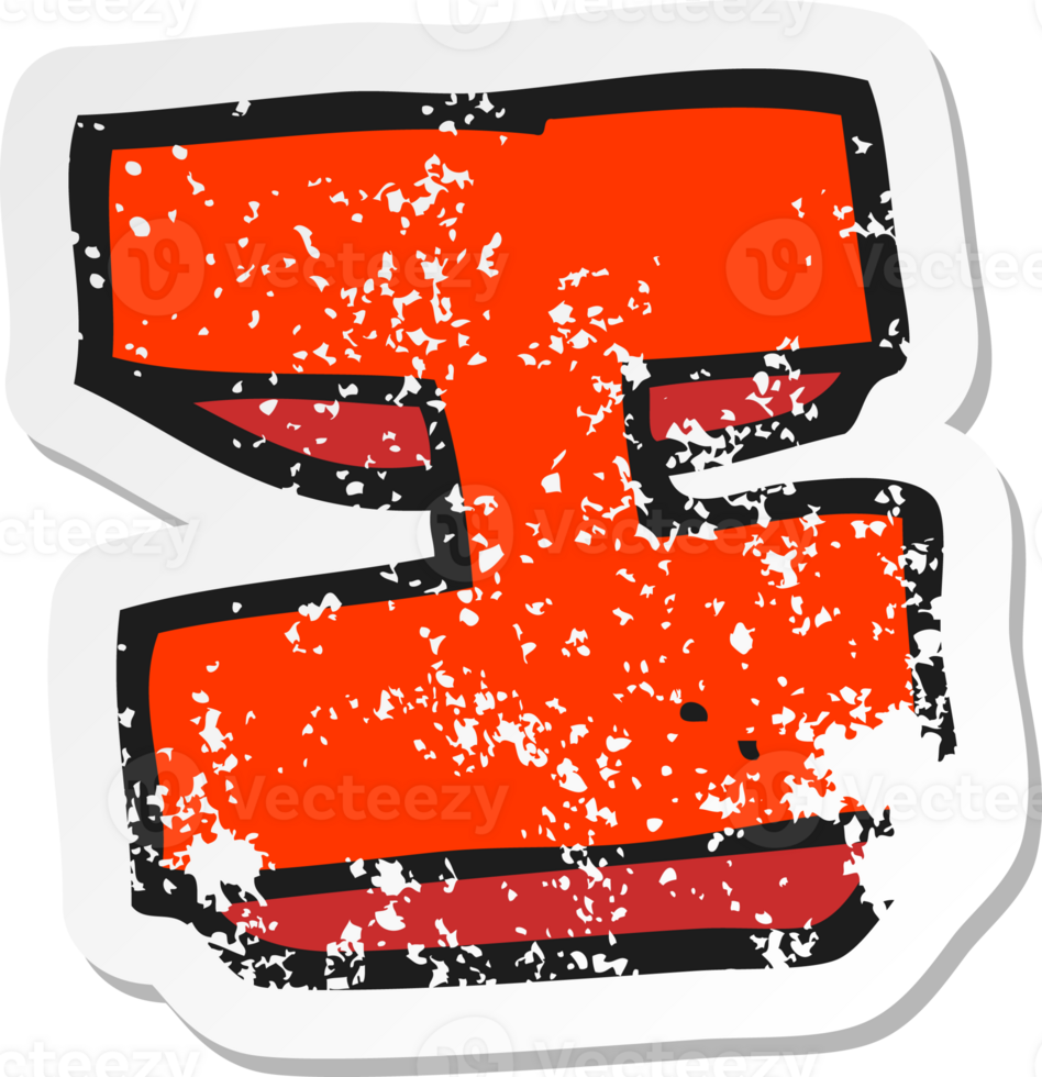 retro distressed sticker of a cartoon letter I png