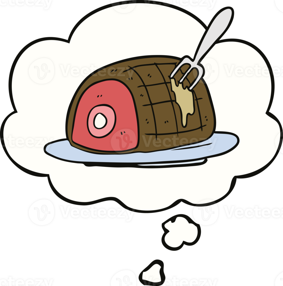 cartoon cooked beef and thought bubble png