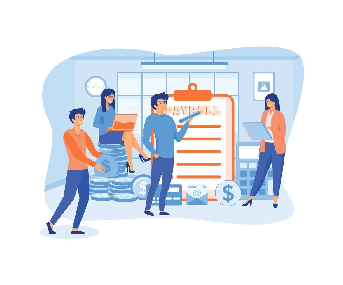 Payroll, Payroll Suitable for web landing pages, Wallpapers, Backgrounds, Cards, banners. flat vector modern illustration
