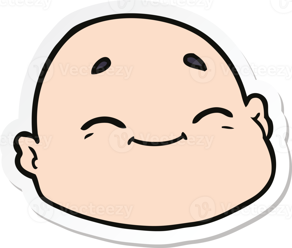 sticker of a cartoon happy bald man png