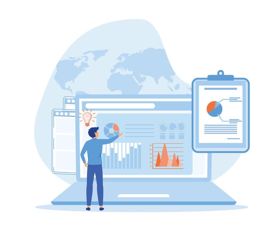 Business intelligence concept, with various items. vector