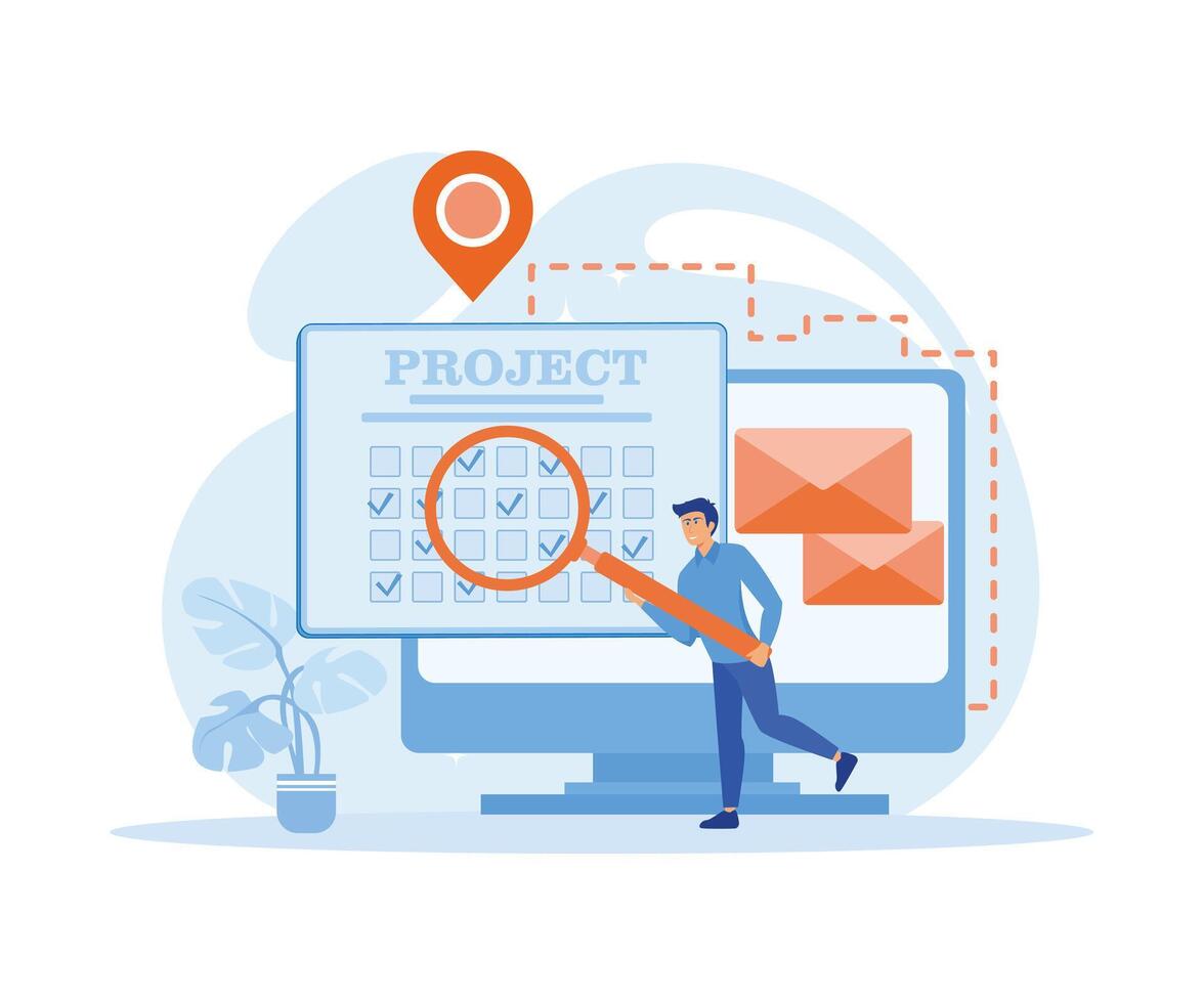 Planning, developing and scheduling successful business projects. flat vector modern illustration