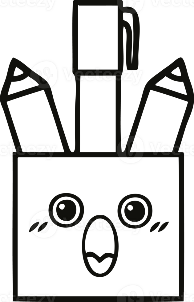 line drawing cartoon pencil pot png