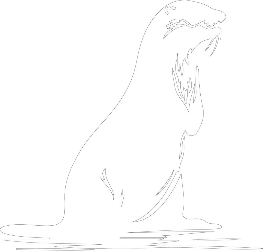 río nutria contorno silueta vector