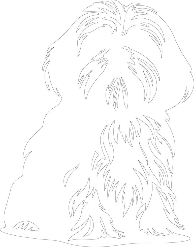 Lhasa Apso  outline silhouette vector