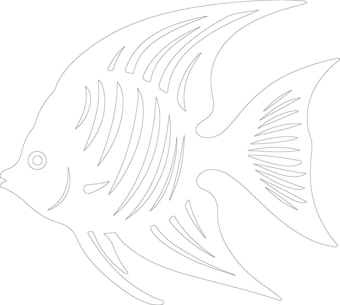 angelfish  outline silhouette vector