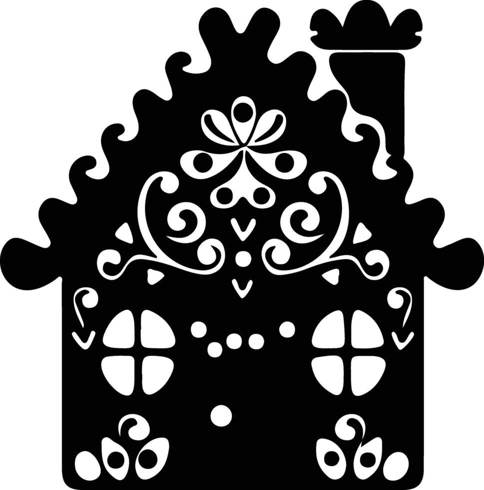 Gingerbread house  black silhouette vector