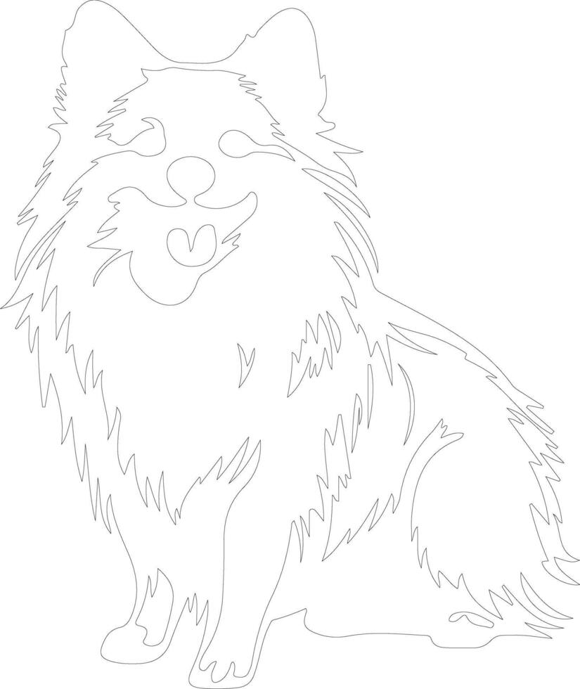American Eskimo Dog  outline silhouette vector