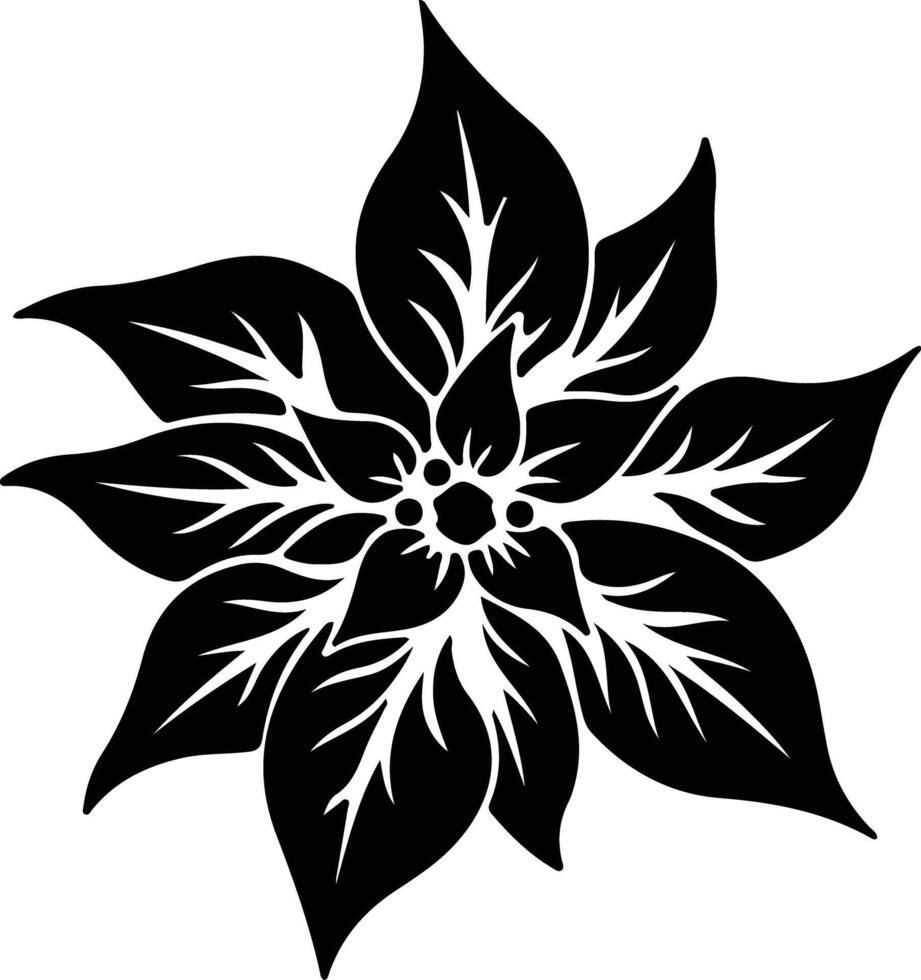 flor de pascua negro silueta vector