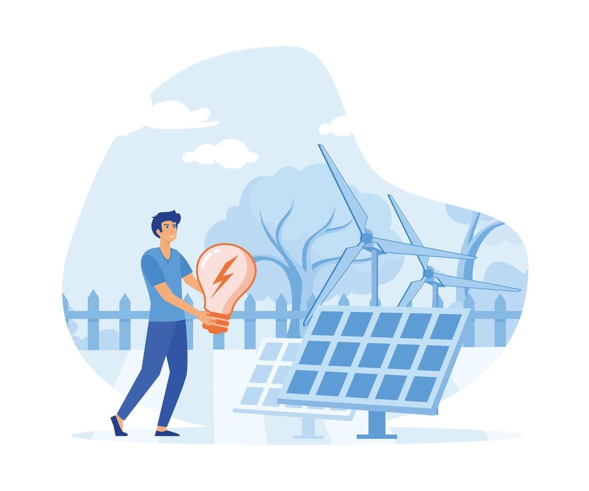 Circular economy. Sustainable economic growth, renewable energy sources, green electricity. flat vector modern illustration