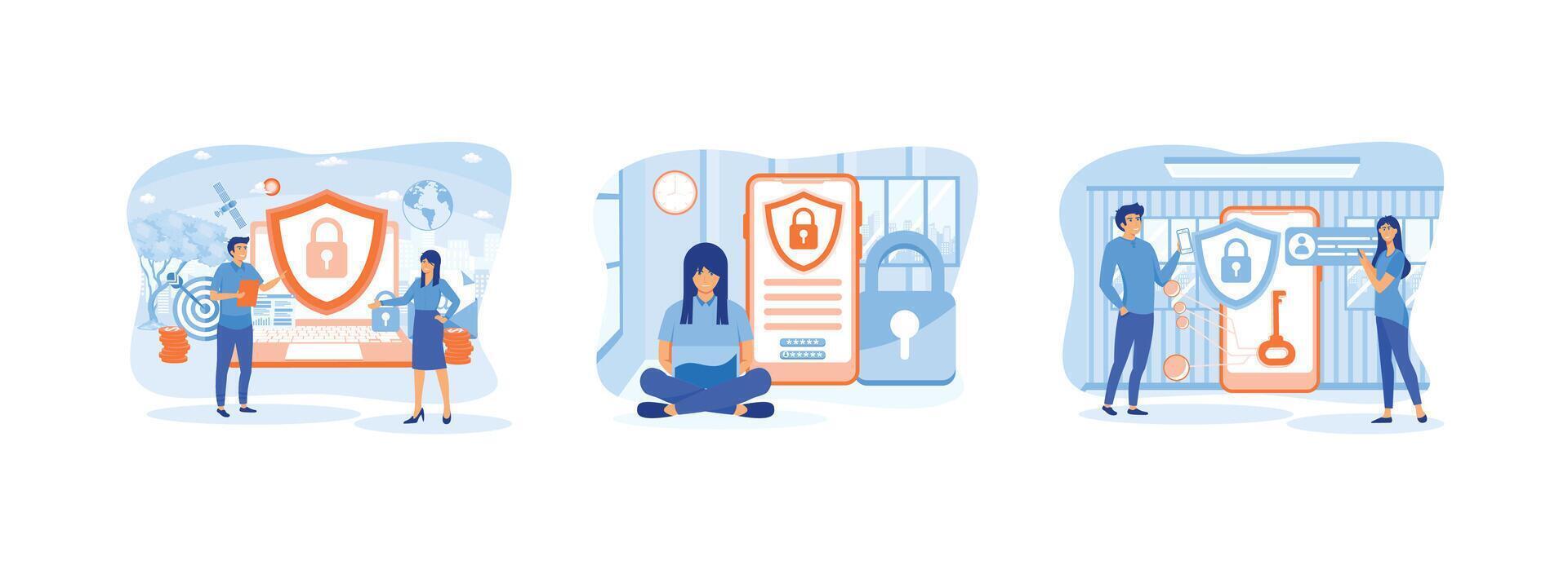 Data protection. Data security and privacy. internet security. Data protection 1 set flat vector modern illustration