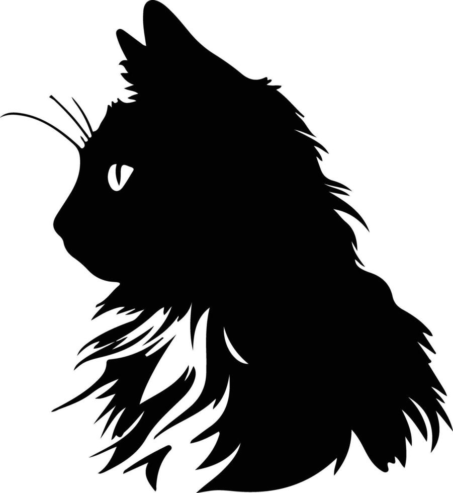 Turkish Angora Cat  silhouette portrait vector