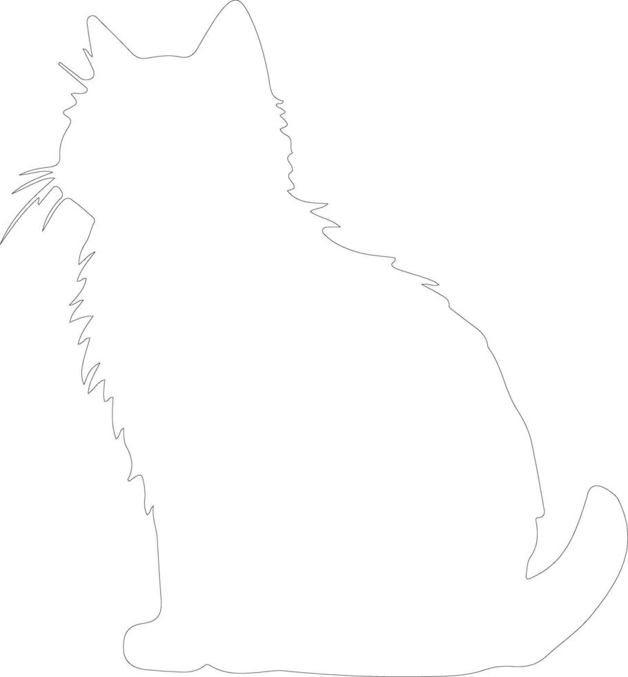 Selkirk Rex Cat outline silhouette vector