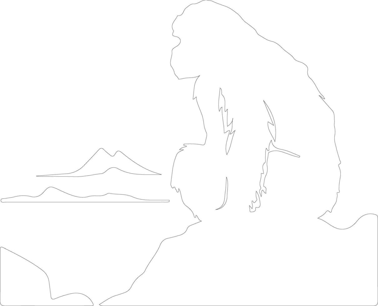 baboon  outline silhouette vector