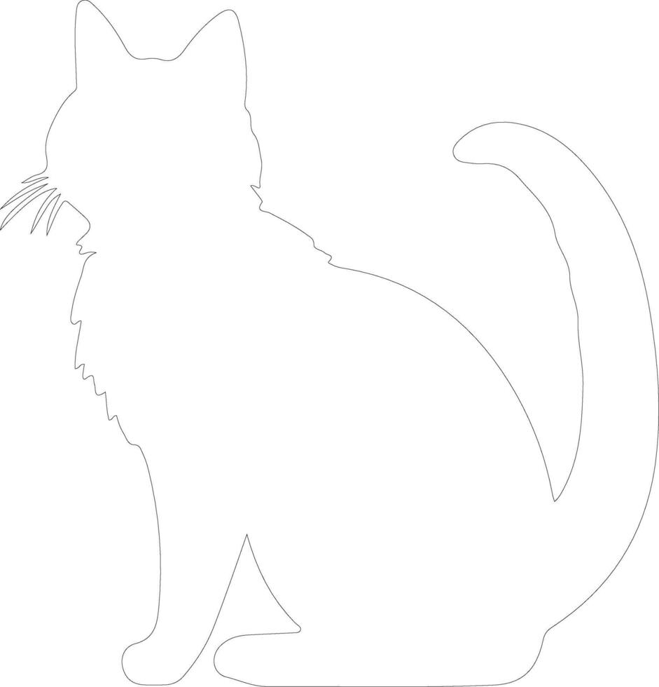 Japanese Bobtail Cat  outline silhouette vector
