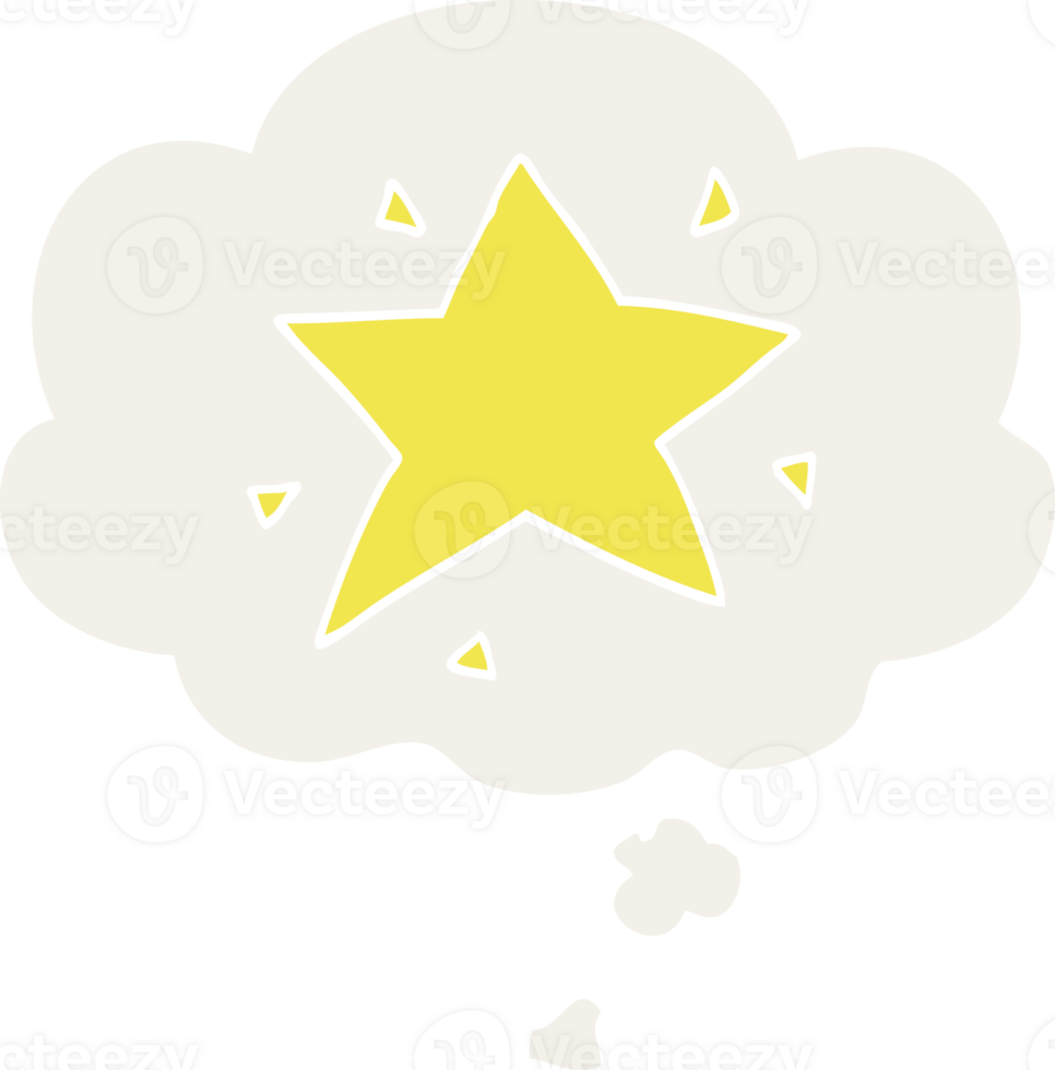 cartoon star and thought bubble in retro style png